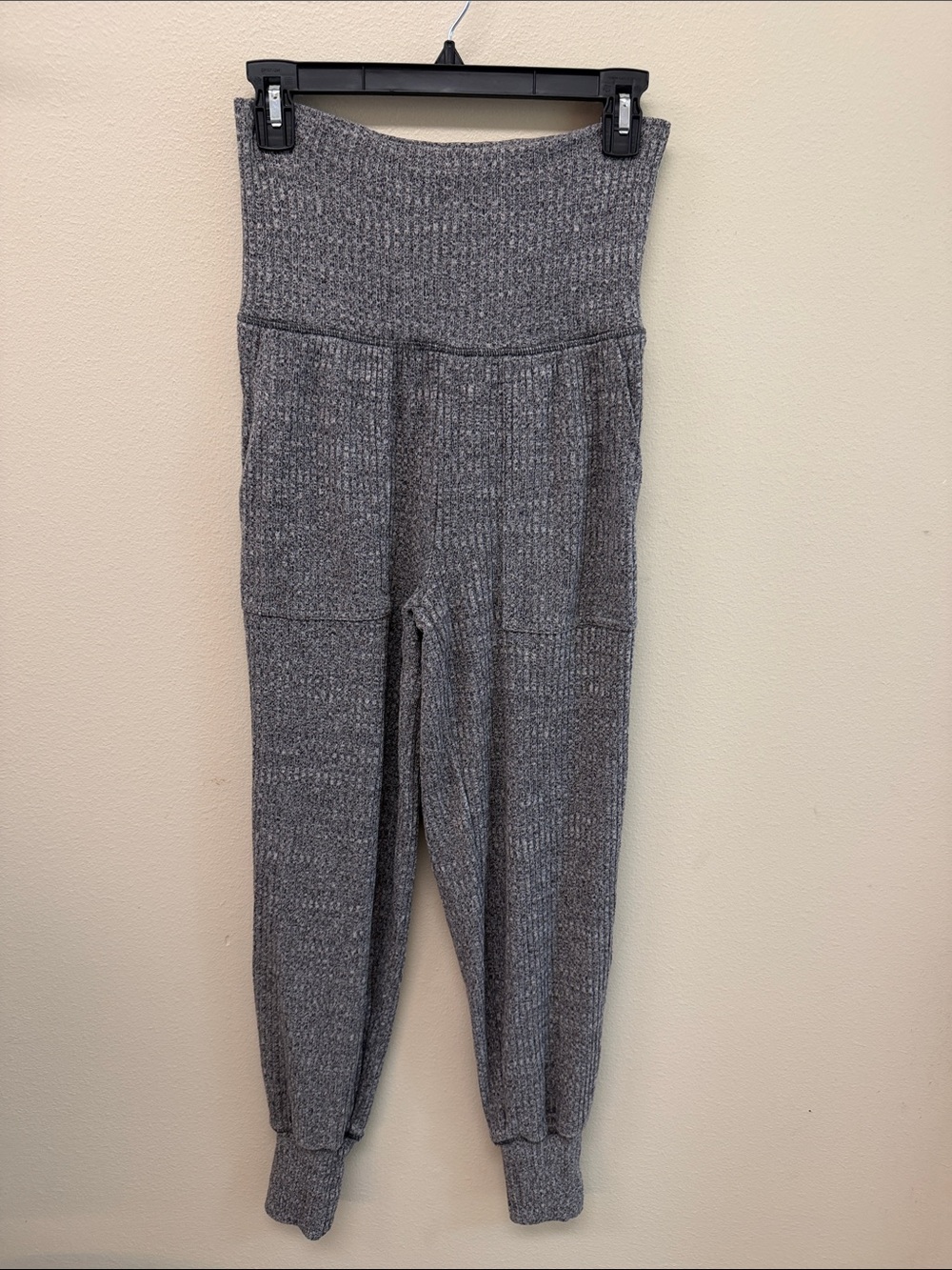 aerie Ribbed High-Waist Jogger Pants - Gray